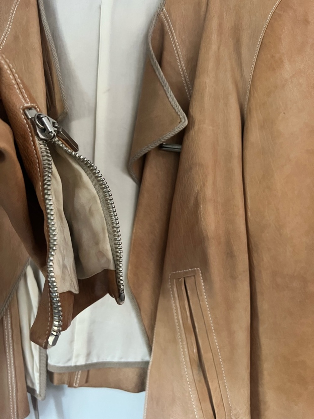 Plein Sud Cognac Leather Draped Jacket - Picture 5 of 9